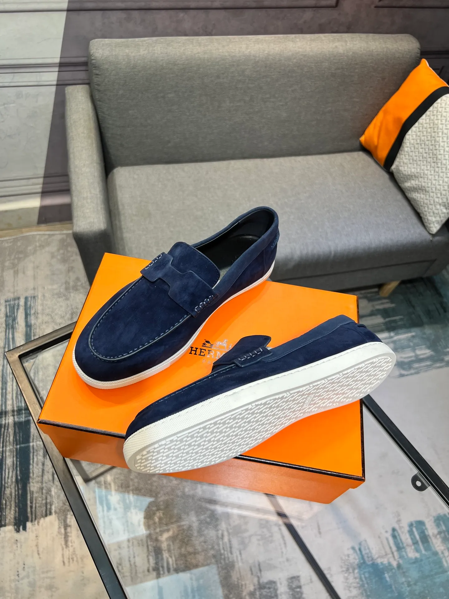 Men's shoes 💰700 [HERMES] Hermès - High-end quality original order 🔍🔍 - Upper: 🔝 cowhide suede splicing design - Inner lining: imported mixed sheepskin - Outsole: TPR foam · Rubber: two-color combined molding outsole - Super high quality control · Fine workmanship: highlighted (high-end, luxury, grade) -Size: 38-44 (45, 46, can be customized)
